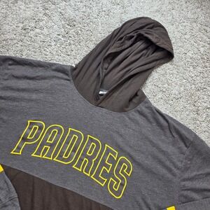 San Diego Padres Hoodie T-Shirt Mens XL Brown Yellow MLB Baseball Fan Gear